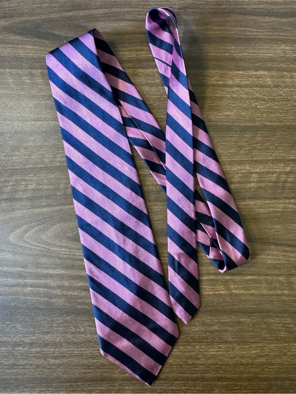 Classic Pink and Navy Striped Men’s Tie